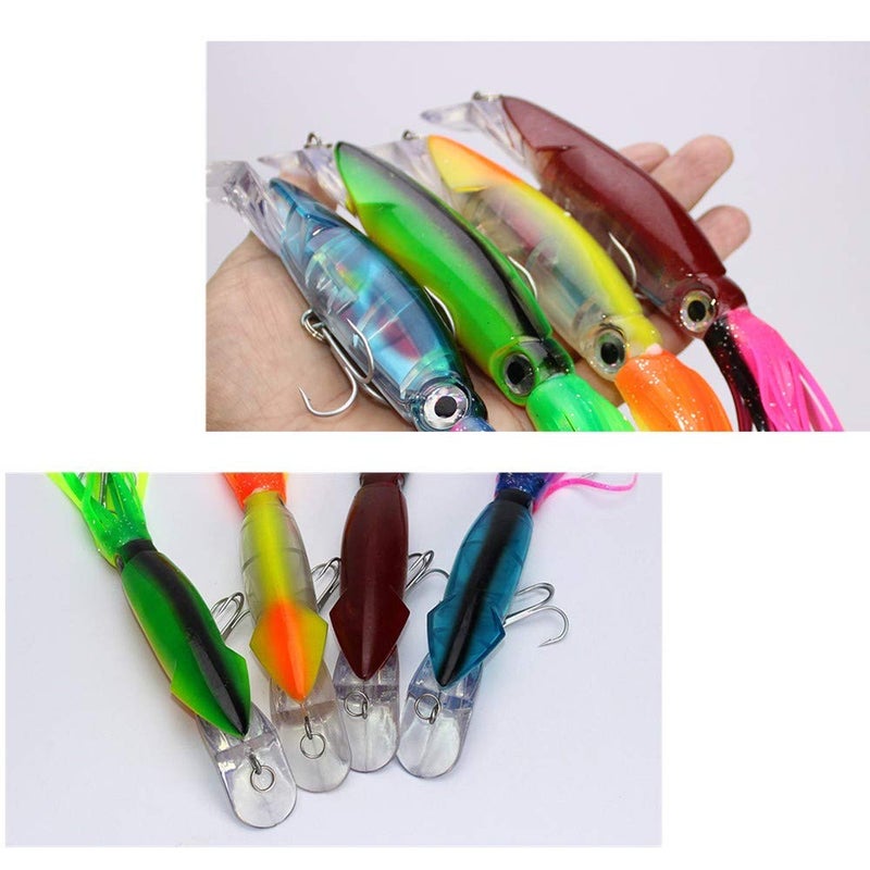 DAMIDEL 4 Pcs Large Simulation Squid Fishing Lures Bait Kit, Over 5.5 in/ 43g, 3D Holographic Eyesï¼ŒBuilt-in Multicolored Lead BlocksThrough Heavy Duty ï¼ŒStable and Tempting - Image 5